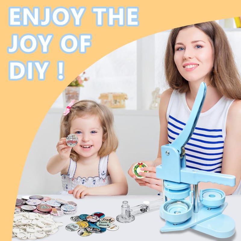 DCBADGE Button Maker Machine, Button Pin Maker (3rd Gen) Installation-Free DIY, Button Press Machine Kit with Free Button Parts&Circle Cutter&Wrench Gadget (Light Blue, 58mm（2.25in）) - Image 4